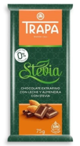 CZEKOLADA MLECZNA Z MIGDAŁAMI BEZ CUKRU STEWIA TRAPA 75 g