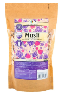 MUSLI OWSIANE Z TRUSKAWKAMI BEZGLUTENOWE 500 G pięć przemian