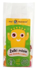 ŻELKI MISIE BEZ CUKRU BEZGLUTENOWE 100G PIĘĆ PRZEMIAN