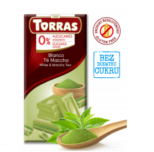 Czekolada biała z matcha bez cukru Torras 75 g